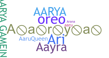 ニックネーム - Aarya